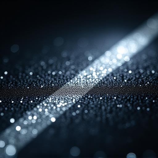 LUMITEX™繊維のクローズアップ、光を反射している様子