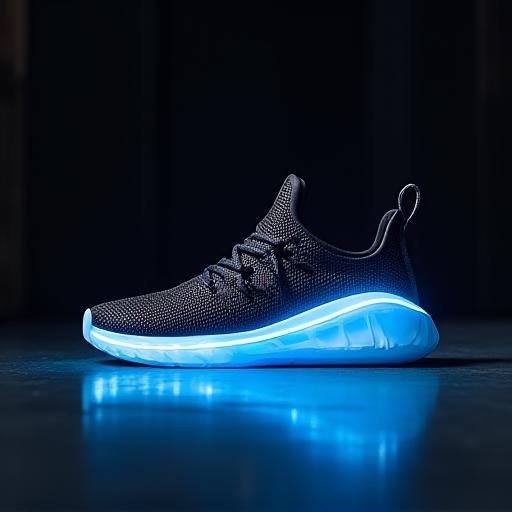 側面が青く光るPHOTONWEAVE™技術を搭載したスニーカー